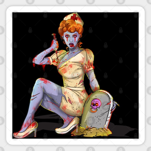 Bloody Nurse Halloween Zombie Magnet by Trendy Black Sheep